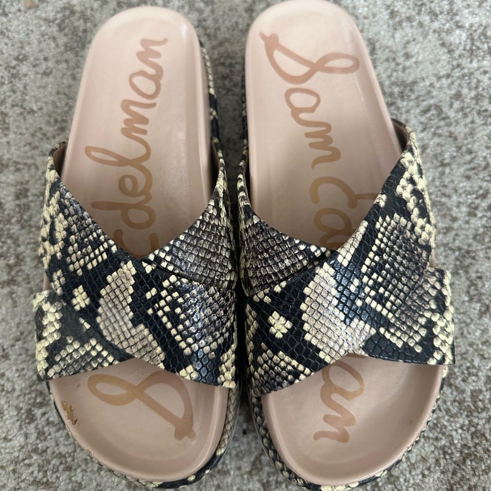 Sam Edelman Sadia Snake Print Slide Sandals 8